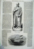 Original Old Antique Print Statue Gladstone Liverpool 1870 Sea-Messenger Ships