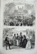 Original Old Antique Print Derby Fine Arts Exhibition 1870 Prince Wales Theatre