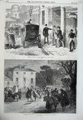 Old Antique Print Arrest Beaury Paris 1870 Ireland Police Night Moonlight 19th