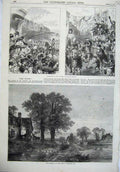 Old Antique Print Fine Art 1870 Smithy River Bridge Ta Army Review Easter 19th
