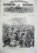 Old Antique Print 1870 Easter Ta Army Review Brighton Beach Families War 19th