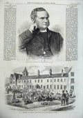 Original Old Antique Print Dr Parry Bishop Dover 1870 Ireland Troops Yard Kells