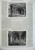 Original Old Antique Print Palace Sultana Futtehpore Sikree 1870 Dewannee Delhi