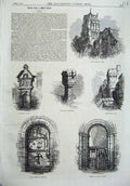 Old Antique Print York 1870 Holy Trinity Skipwich Church Micklegate Selby 19th