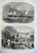 Old Antique Print 1870 Hull Steam Ship Orlando Sweden Cambridge Boat Crew 19th