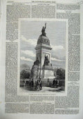 Original Old Antique Print 1870 Monument King William Holland Hague Netherlands