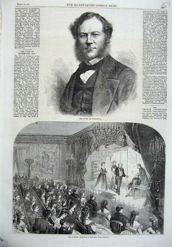 Old Antique Print Duke Richmond 1870 Prince Imperial Private Theatricals 19th