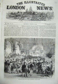 Old Antique Print 1870 Royal Horticultural Exhibition Spring Flowers Art 19th