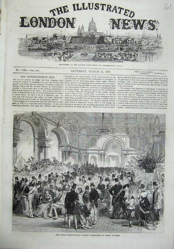 Old Antique Print 1870 Royal Horticultural Exhibition Spring Flowers Art 19th