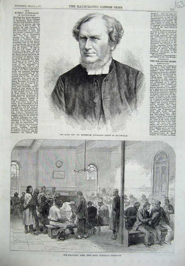 Old Antique Print Mackenzie Bishop Nottingham 1870 Home Limehouse India 19th