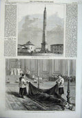 Old Antique Print Obelisk Lantern Rome 1870 Benedictine Monk Pauls Church 19th