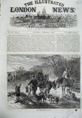 Old Antique Print 1870 Fine Art Game-Cart Horse Hunting Hound Dog Rabbit 19th