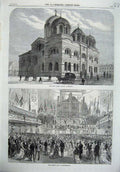 Old Antique Print Mayor Ball Nottingham 1870 Greek Church Liverpool Art 19th