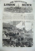Old Antique Print 1870 Mr Bright Speaking Townhall Birmingham People Art 19th