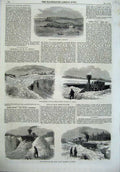 Old Antique Print Church Cornwall 1870 Snow Plough Railway Canada Train 19th