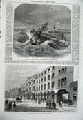 Old Antique Print Calamity Bristol Theatre1870 Ship Wreck Rapido Ramsgate 19th