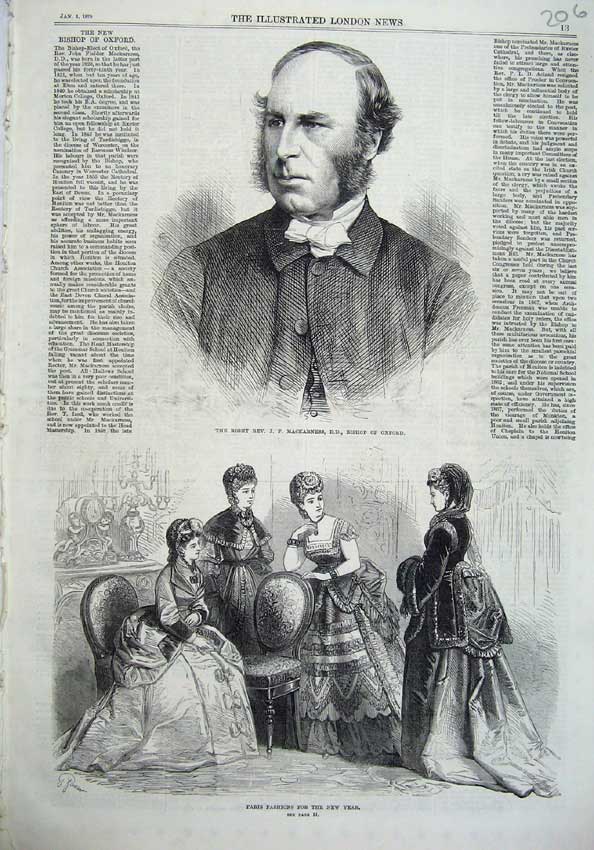Original Old Antique Print Parsi Fashion 1New Year 870 Mackarness Bishop Oxford