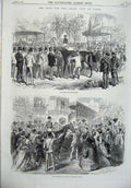 Old Antique Print Horse Race Grand Prix Paris 1870 Saddling Winner Sport 19th