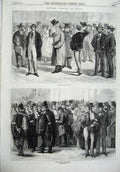 Old Antique Print Paris France 1870 Palais Justice Quartier Latin People 19th