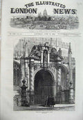 Original Old Antique Print 1870 Fine Art Porch St Mary'S Church Oxford England