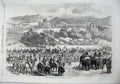 Original Old Antique Print 1870 Entry Governor General India Peshawur Elephants