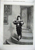 Old Antique Print Fine Art 1870 Page Boy Carrying Tray Drinks Fruit Fyfe 19th