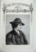 Old Antique Print 1870 Fine Art Portrait Thoughful Young Girl Guido Bach 19th