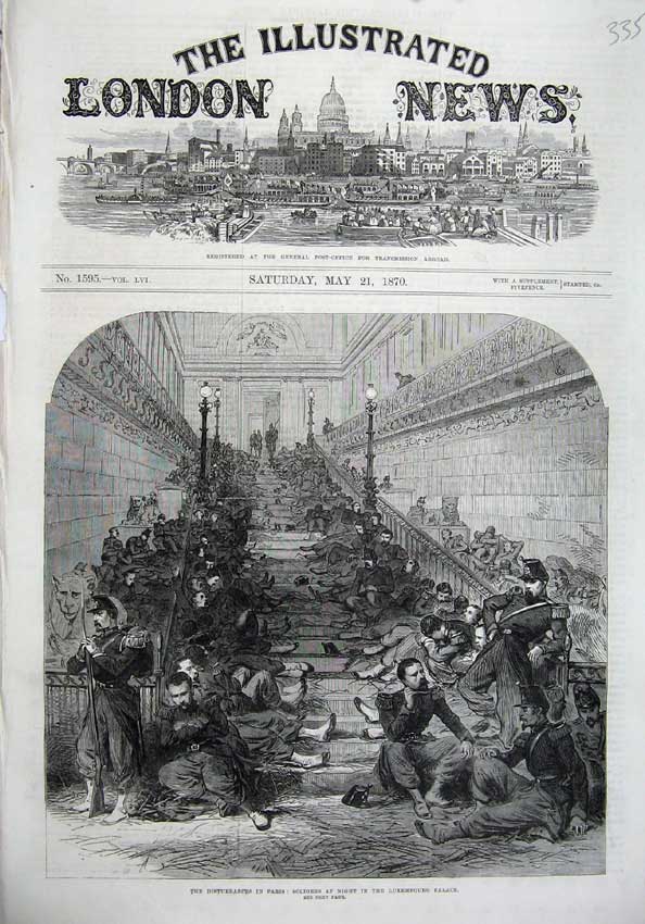 Original Old Antique Print 1870 Paris Siers Sleeping Night Luxembourg Palace
