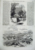 Old Antique Print 1870 Steeplechase Punchestown Horse Races Maclise House 19th