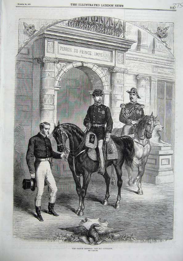 Original Old Antique Print 1870 Fine Art Prince Imperial Governor Horse Uniform
