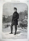 Old Antique Print Fine Art 1870 Prince Arthur Canada Uniform Snow Trees 19th