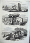 Old Antique Print Jersey 1870 Menhir Quesnel Pocquelaye Cromlech St Ube 19th