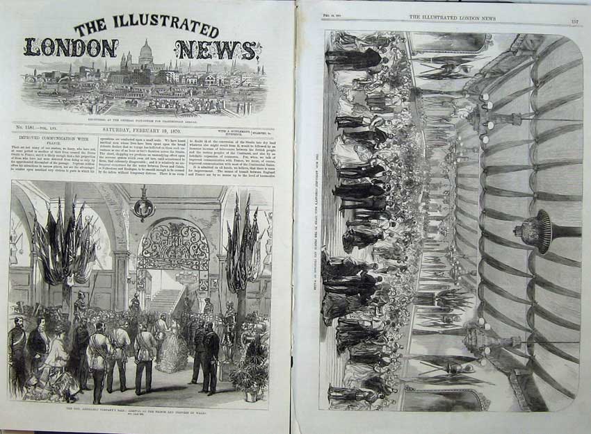 Antique Old Print Prince Wales Artillery Company Ball 1870 Dance Army War 19th