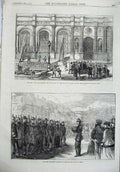 Old Antique Print 1870 National Guards Quay Malo Bas-Reliefs Louvre Paris 19th