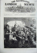 Original Old Antique Print 1870 Fine Art Scene Lyons Men Siers Pour Les Blesses