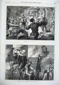Old Antique Print Christmas Pantomime 1870 Standard Theatre Wakefield Art 19th