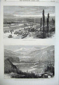 Old Antique Print Fortifications Lyons France 1870 Valley Isere Grenoble 19th