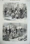 Original Old Antique Print Octroi Versailles 1870 British Ambulance Stores Metz