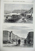 Old Antique Print Fall Metz 1870 Fort St Quentin Railway Waggons Hospital 19th