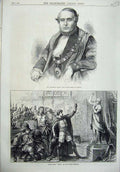Old Antique Print Mr Alderman Dakin Lord Mayor London 1870 Theatre Gaiety 19th
