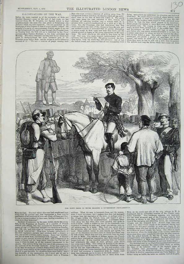 Old Antique Print 1870 Town Crier Tours Reading Government Proclamation 19th