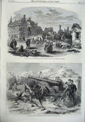 Old Antique Print War Strasbourg Houses Rue Du Pierres 1870 French Guns 19th