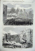 Old Antique Print Italian Troops Villa Buonaparte 1870 Gate San Giovanni 19th