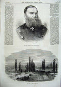 Original Old Antique Print War General Vogel Falkenstein 1870 Town Mezieres Art