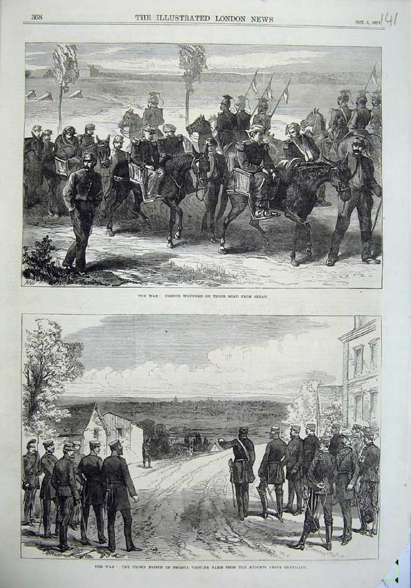 Old Antique Print 1870 War French Wounded Sedan Prince Prussia Paris Art 19th