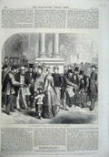 Old Antique Print 1870 War Defence Paris Council Boulevards Army People 19th