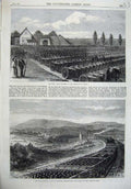 Old Antique Print War Railway Train Nauheim 1870 Guns Prussians Sedan Art 19th