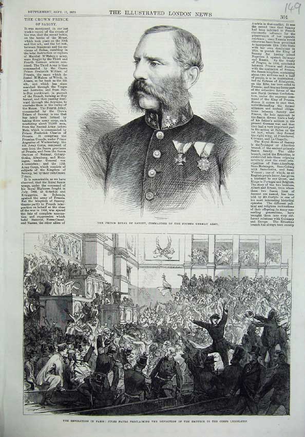 Old Antique Print Prince Royal Saxony German 1870 Paris Corps Legislatif 19th