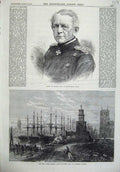 Original Old Antique Print Baron Von Moltke Prussian 1870 War German Lloyd Ship