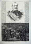 Old Antique Print Marshal Bazaine French Army 1870 Crown Prince Prussia 19th